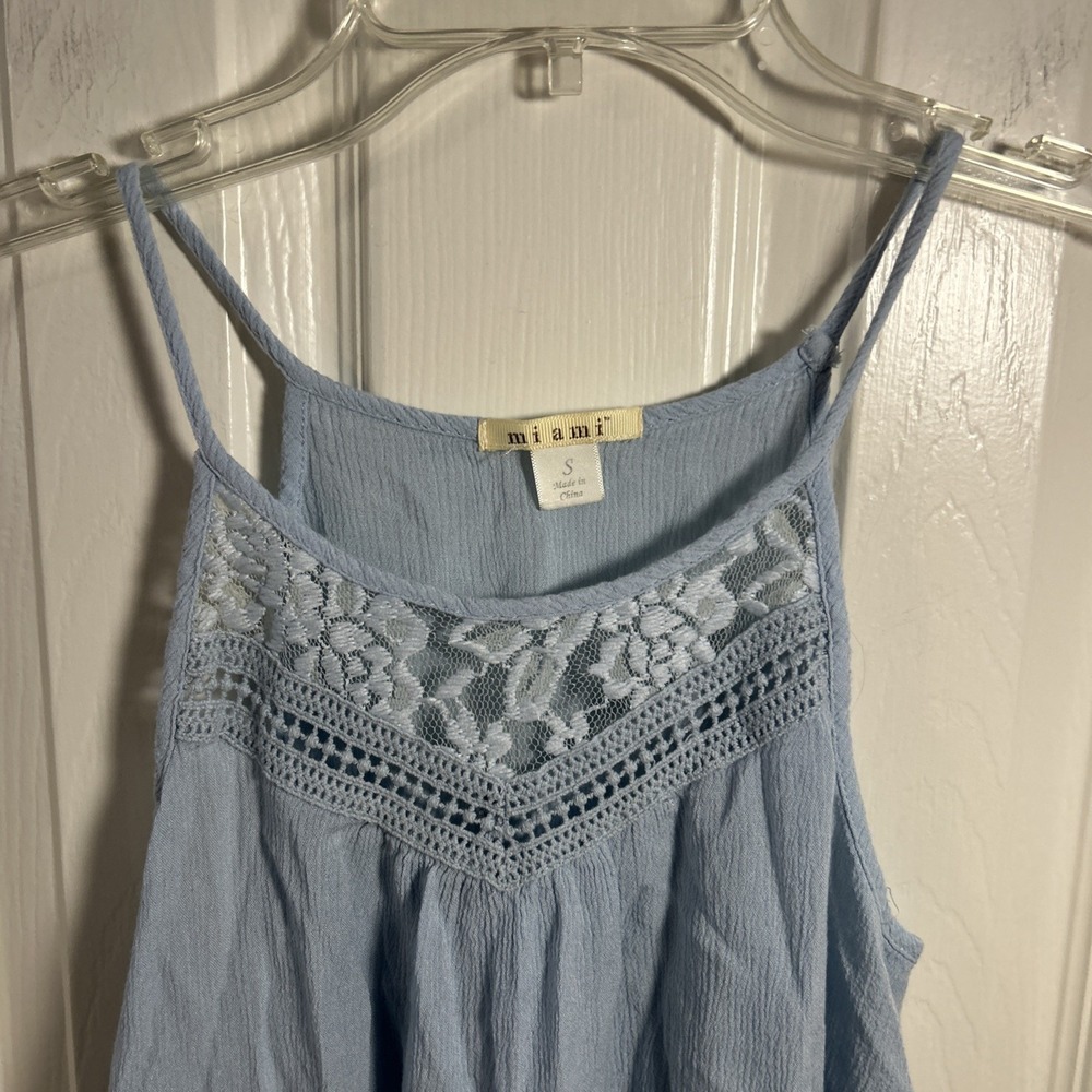 Mi Ami Eyelet Lace Blue Tank Top Womens S - Picture 2 of 6